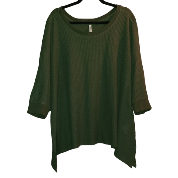 Olive Green 3/4 Sleeve Plus Sz 3X Women's Pullover Sweater - Picture 1 of 4